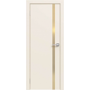 Дверь межкомнатная Эмаль Line-3 (Ваниль/ Золотой молдинг)
